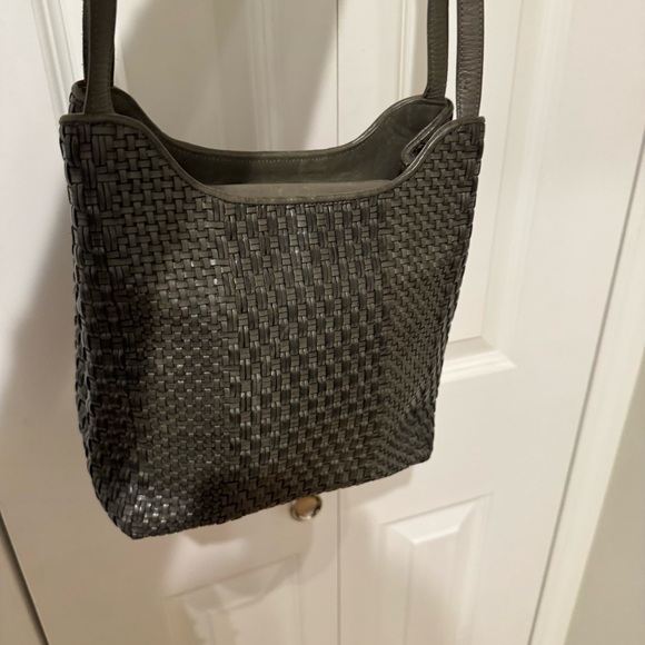 Cem Handbags - CEM Metallic grey Leather Woven Crossbody Bag